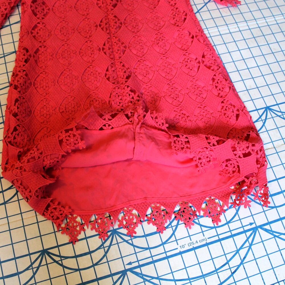 ALYA Salmon Pink Lace Overlay Dress, Small - Picture 9 of 9